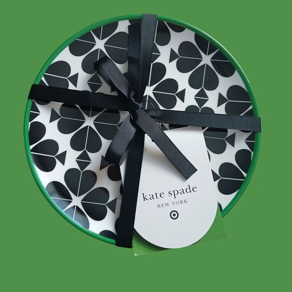 Kate Spade NY x Target 2025 Black and White Clover Appetizer Plate Set of 4 NEW - Picture 4 of 10